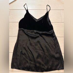 Reformation Black Velvet and Satin Chemise